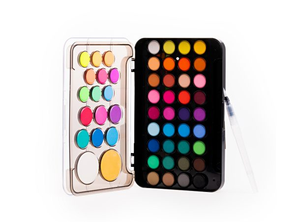 Acuarele  + Pensulă cu Apă – Seturi Fluorescente, Metalizate și Clasice 53 culori [2]