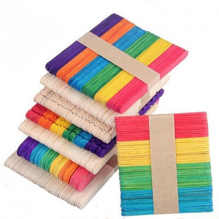 Set spatule lemn colorate 11.2 x 1 x 0.2 cm (48 buc/set) [3]