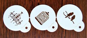 Design cofetarie - Sablon plastic flexibil 7.5 cm diam./1 buc. - Pasari