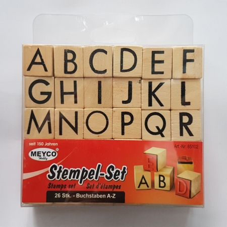 Stampile lemn - Stampile din cauciuc pe suport de lemn - Alfabet