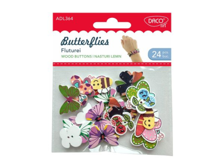 Hobby - Fluturi Decorativi din Lemn DACOart – Set 24 Bucăți