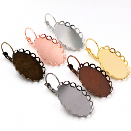 Margele si accesorii - baza-cercei-si-cabochon-sticla-18x25mm-oval-dantela