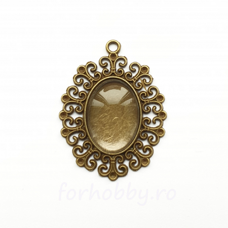 Margele si accesorii - baza-metalica-pandantiv-cabochon-sticla-25x16mm
