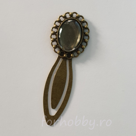 Margele si accesorii - baza-semn-de-carte-cabochon-sticla-oval-25x16mm