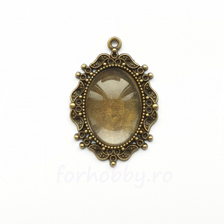 Margele si accesorii - baza-metalica-pandantiv-cabochon-sticla-25x16mm