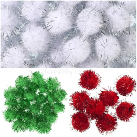 Pom pom - pompoane-plusate-cu-glitter-colorate-daco-ad279