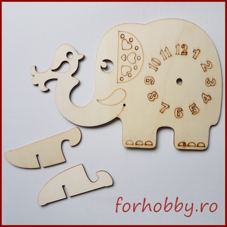 Confectionare ceasuri - cadran-ceas-lemn-elefant-cu-pasare