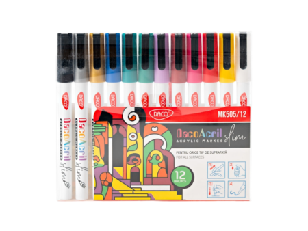Daco Acrylic Marker Slim – Set 12 bucăți