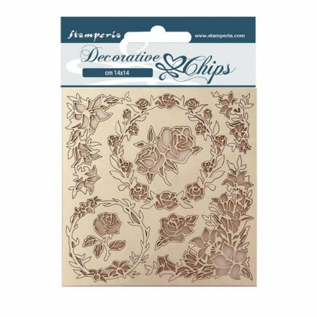Lemn - decorative-chips-roses-stamperia-scb111