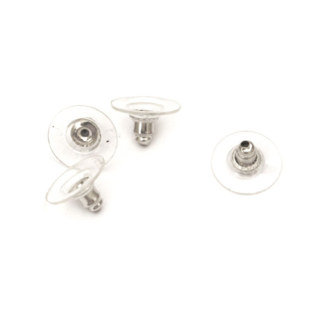 Hobby - dop cercei argintiu cu plastic