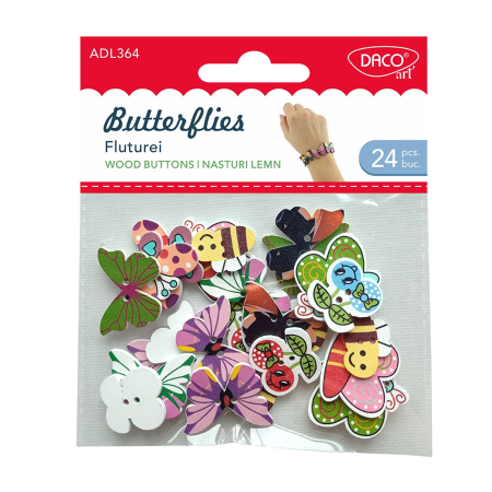 Fluturi Decorativi din Lemn DACOart – Set 24 Bucăți [1]
