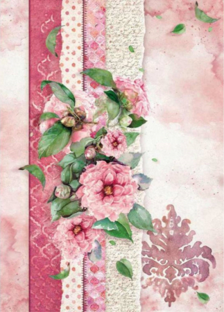 Hartie de orez - hartie-de-orez-a4-stamperia-flori-roz-dfsa4415