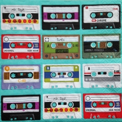Hartie pentru decupaj - servetel-decorativ-pentru-decoupage-33x33cm-retro-casete-audio
