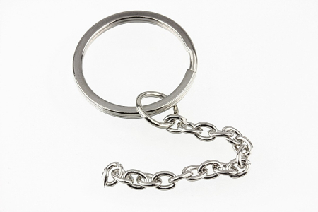 Margele si accesorii - baza-breloc-inel-dublu-argintiu-inchis-cu-lant-30mm