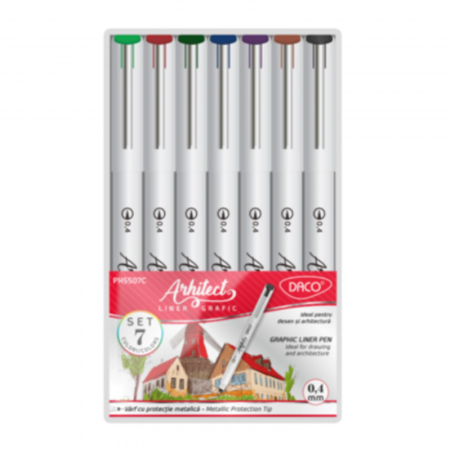 Creioane, markere, pixuri - liner-grafic-arhitect-color-set-7-px5507C