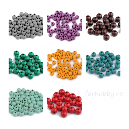 Perle/margele acrilice/lemn - margele-lemn-color-10mm-20gr