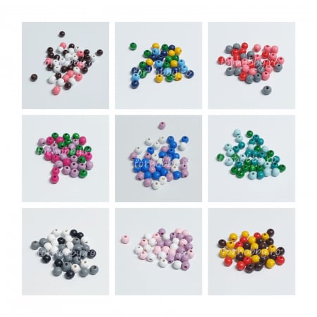 Bile, cercuri, prinsori - margele-lemn-color-mix-10mm-15gr