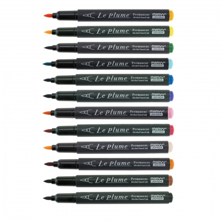 Creioane, markere, pixuri - marker-grafic-permanent-le-plume-set-12-marvy-uchida