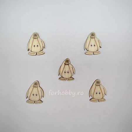 Nasturi, spatule, betisoare - nasturi-figurine-lemn-5bc-pinguin