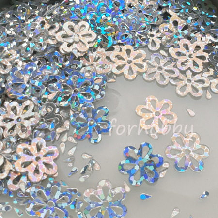 Paiete - paiete-flori-decupate-11mm-5g-argintiu-holograma