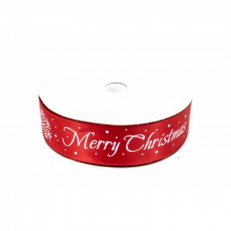 Panglici, snururi, sarma - panglica-saten-imprimeu-merry-christmas-25mm
