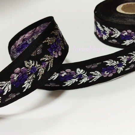 Panglici decor - panglica-jacquard-25mm-model-floral-fantastic-kurdele