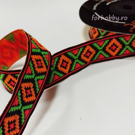 Panglici decor - panglica-jacquard-25mm-motiv-traditional-fantastic-kurdele