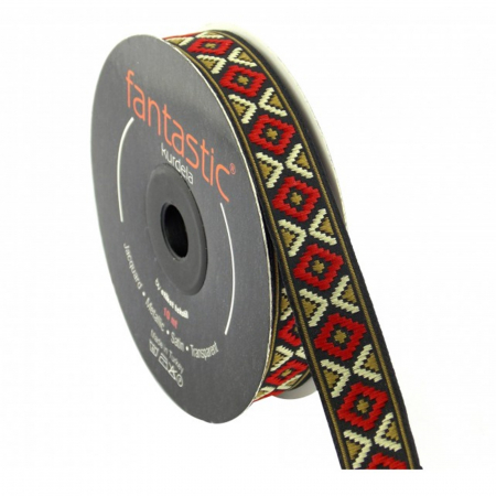 Panglici decor - panglica-jacquard-25mm-motiv-traditional-fantastic-kurdele