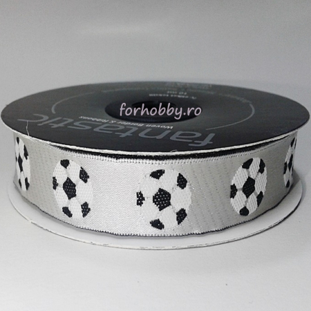 Panglici decor - panglica-jacquard-model-minge-fotbal-16mm-fantastic-kurdele