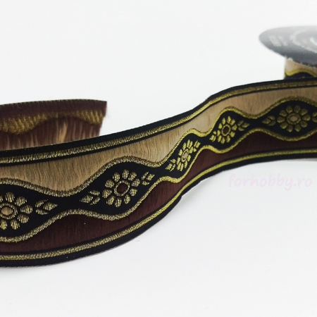 Panglici decor - panglica-jacquard-34mm-model-floral-fantastic-kurdele
