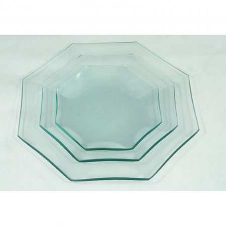Platouri - farfurie-sticla-decorativa-octogon-14-18-23cm