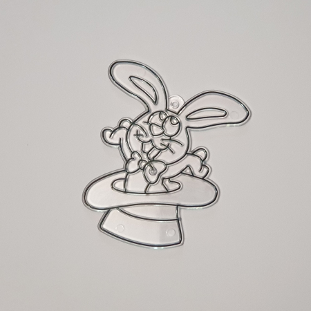 Hobby - sablon-din-plastic-de-colorat-vitraliu-iepure-in-palarie-6x7.2cm