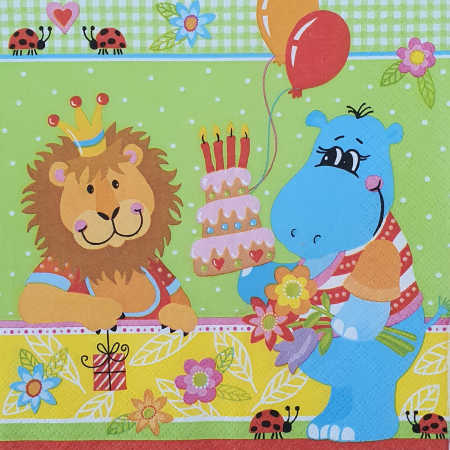 Florale, peisaje - servetel-pentru-decoupage-33x33cm-verde-happy-birthday