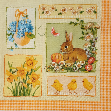 Servetel decor oua de pasti, iepure, narcise, lalele [1]