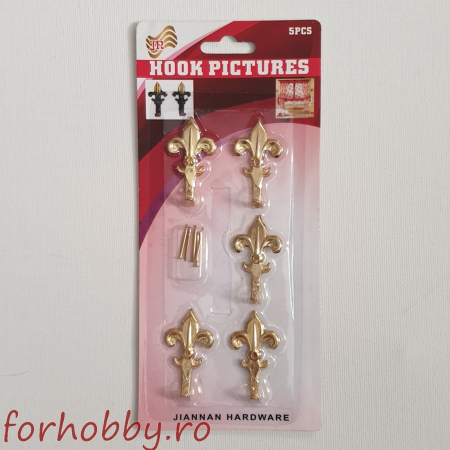 Agatatori, cleme, cuie - agatator-metalic-set-5-fleur-de-lis-ach