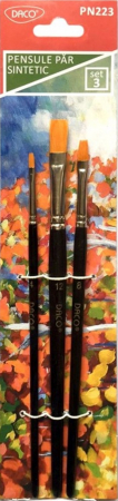 Pensule - Set 3 pensule din par sintetic cu varf drept