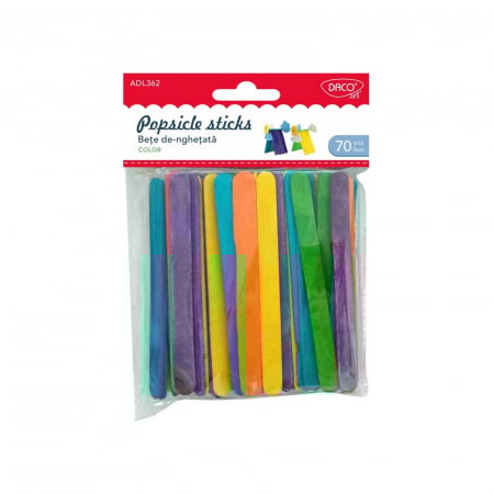 Lemn - Set spatule lemn colorate 11.2 x 1 x 0.2 cm (48 buc/set)
