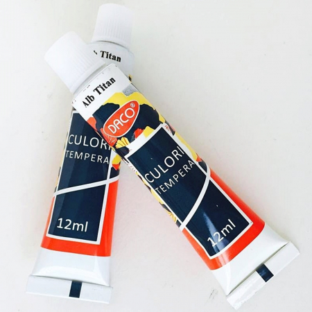 Culori, vopsele de baza - Tempera alb titan 12 ml/tub