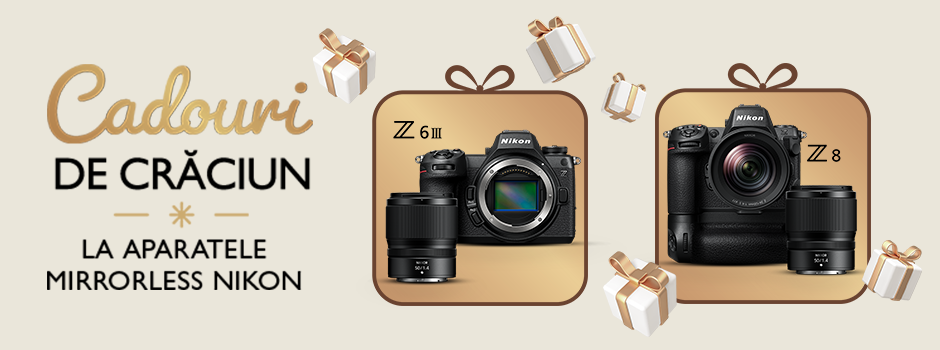 Cadouri de Craciun la aparatele foto mirrorless NIKON 8.12.2025-26.01.2026!