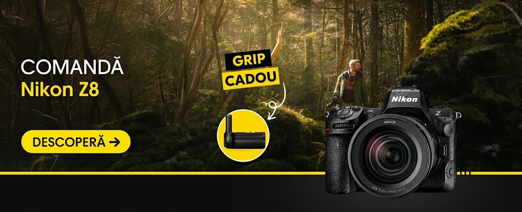 Între 8 și 14 octombrie 2026, comanda unui Nikon Z8 vine cu un grip cadou. Nikon Z8 este un aparat mirrorless de top, construit pentru fotografii și filmări în orice condiții, iar gripul inclus în ofe