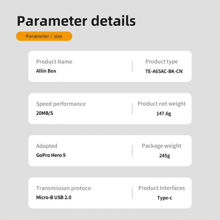 All-in Box Incarcator  & Cititor Card microSD & Cutie de pastrare pentru baterii GoPro Hero9 (fără baterie) - GP-BTR-904 [12]