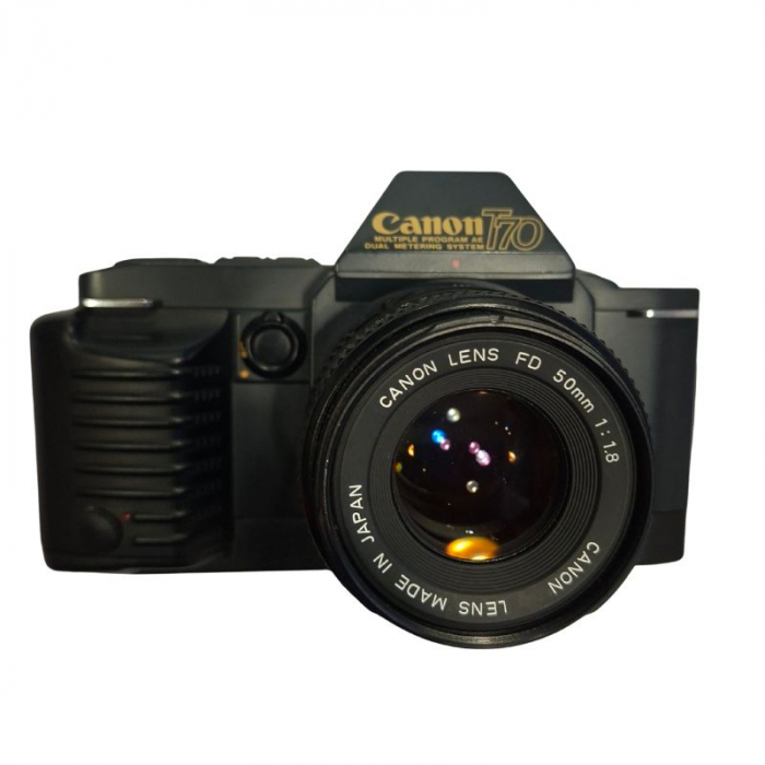 Canon T70 + Obiectiv Canon FD 50mm f/1.8 – Cameră SLR pe film 35mm [1]