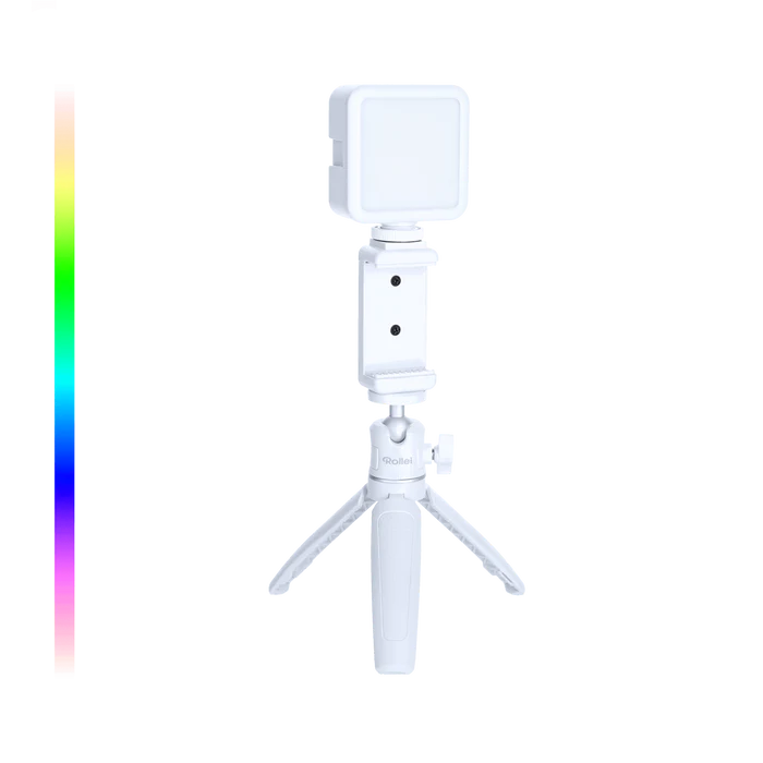 COMFORT DESKTOP LED SET - Set vlogging cu minitrepied, seflie stick suport de telefon/camera de actiune si cu lampa RGB [9]