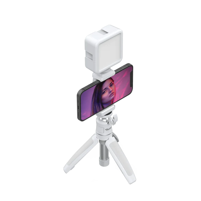 COMFORT DESKTOP LED SET - Set vlogging cu minitrepied, seflie stick suport de telefon/camera de actiune si cu lampa RGB [8]