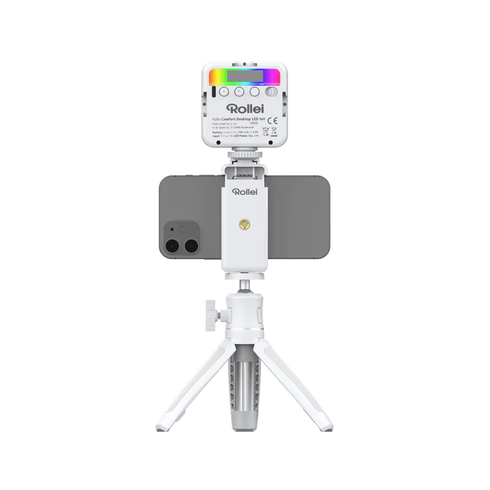 COMFORT DESKTOP LED SET - Set vlogging cu minitrepied, seflie stick suport de telefon/camera de actiune si cu lampa RGB [7]
