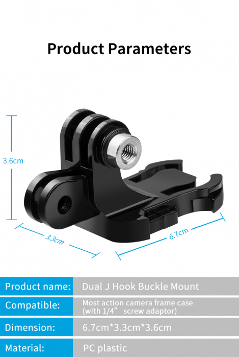 Suport cu cârlig dublu J pentru camere sport GP-MTB-T02-BK [3]
