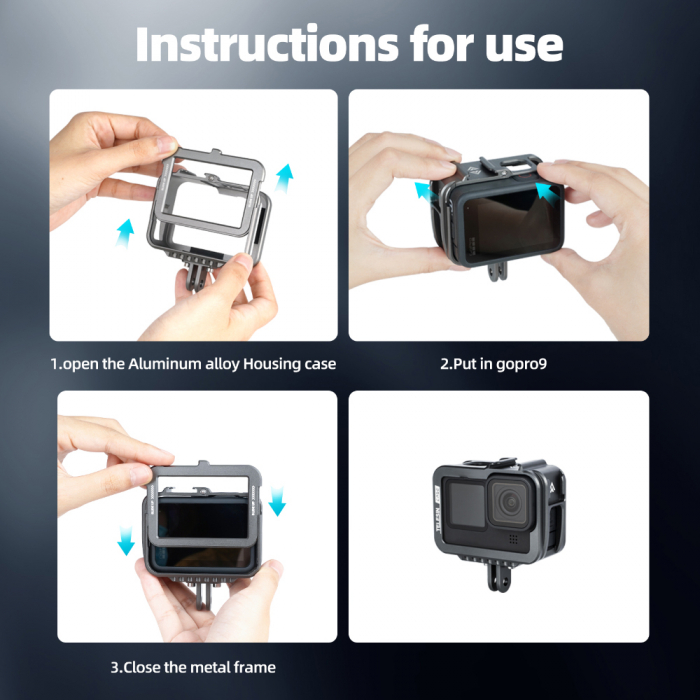 Carcasa/Cage din aluminiu pentru GoPro 9 - GP-FMS-901 [7]