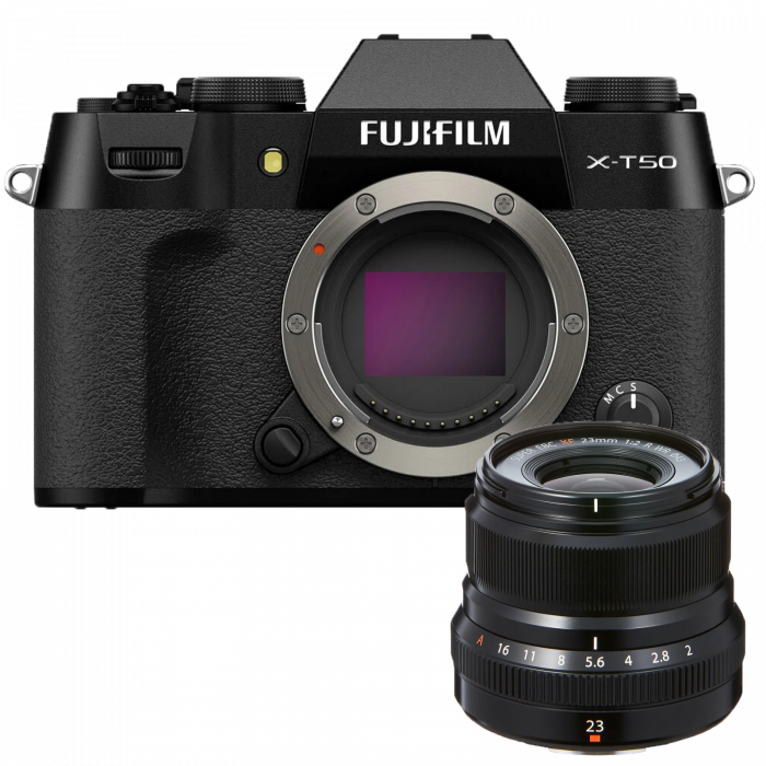 Fujifilm X-T50 Black Body Kit cu FUJINON  XF23mmF2 R WR - Aparat foto mirrorless Montura Fuji XF - Black [1]