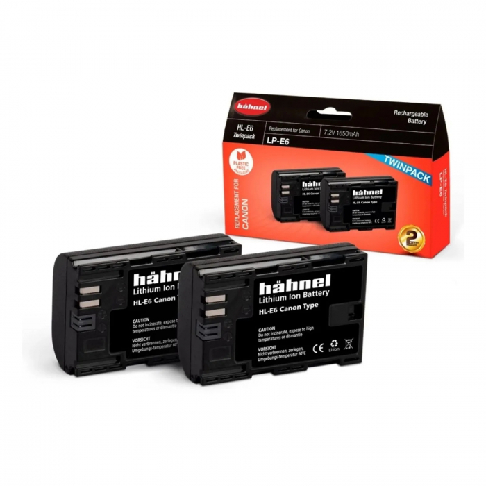 Hahnel HL-E6N , set 2 acumulatori replace tip Canon LP-E6 1650mAh [2]