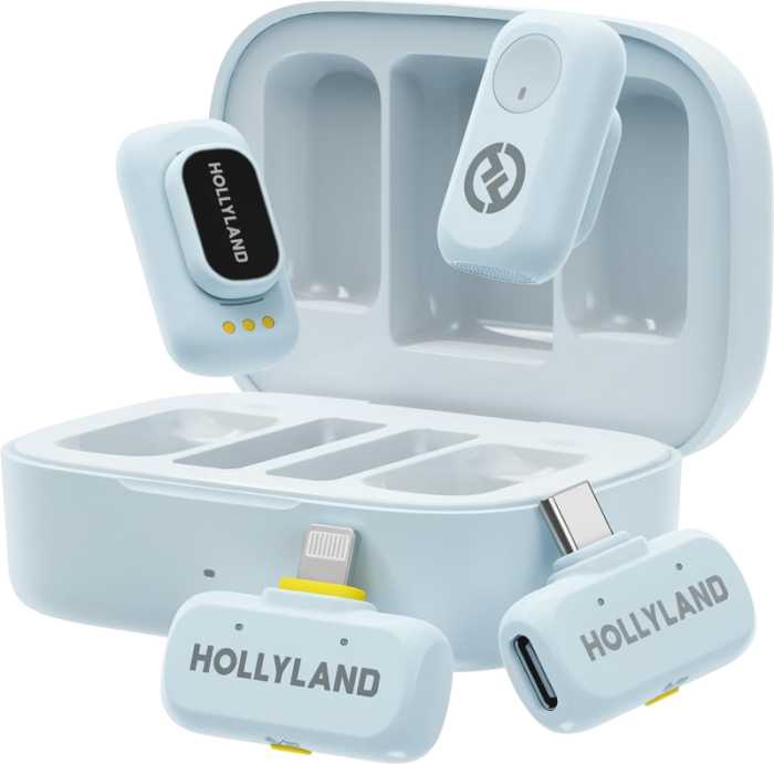 Hollyland LARK A1 Combo Sky Blue Sistem Microfon Wireless Lavaliera 2 Transmitatori TX Receptor USB-C Receptor Lightning [4]